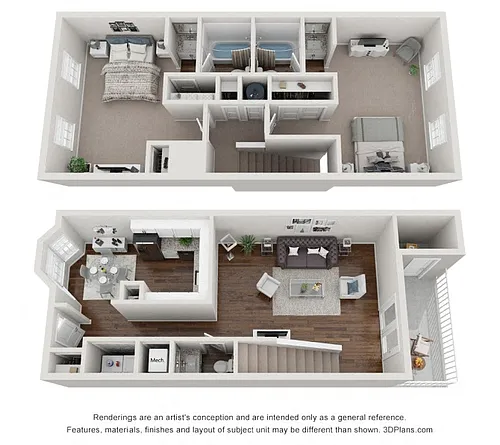 Floor plan Two Bedroom Townhome