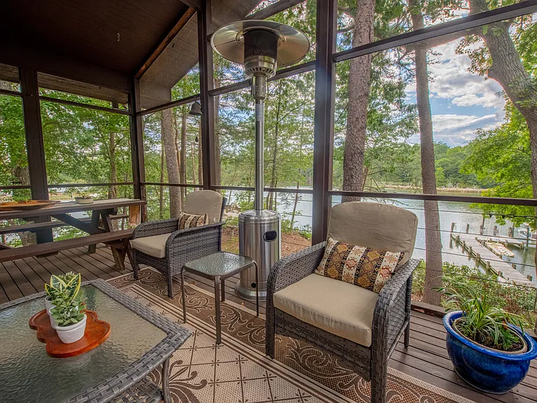 View of waterfront from screened porch.