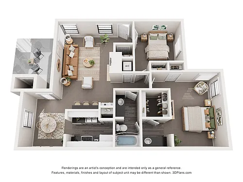 Floor plan 2 Small Bedrooms, 1 Baths