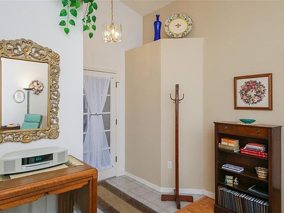 Plant shelves in the entry.