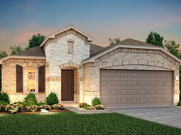 The Hewitt, a one-story home with 2-car garage, shown with Home Exterior S