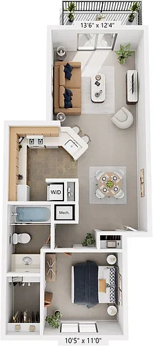Floor plan One Bedroom Alpine