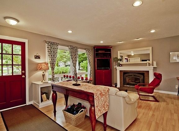 Gas fireplace in living room.