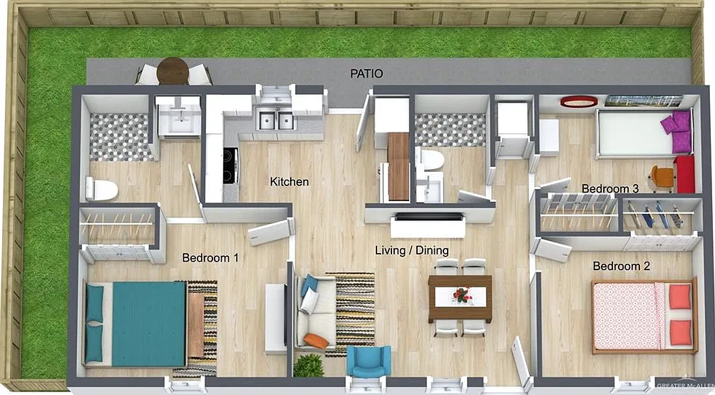 3 bed, 2.0 bath, 840 sqft, $995 — Photo 3