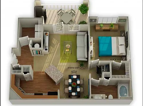 Floor plan A3 The Oakwood - 1 Bedroom, 1 Bathroom