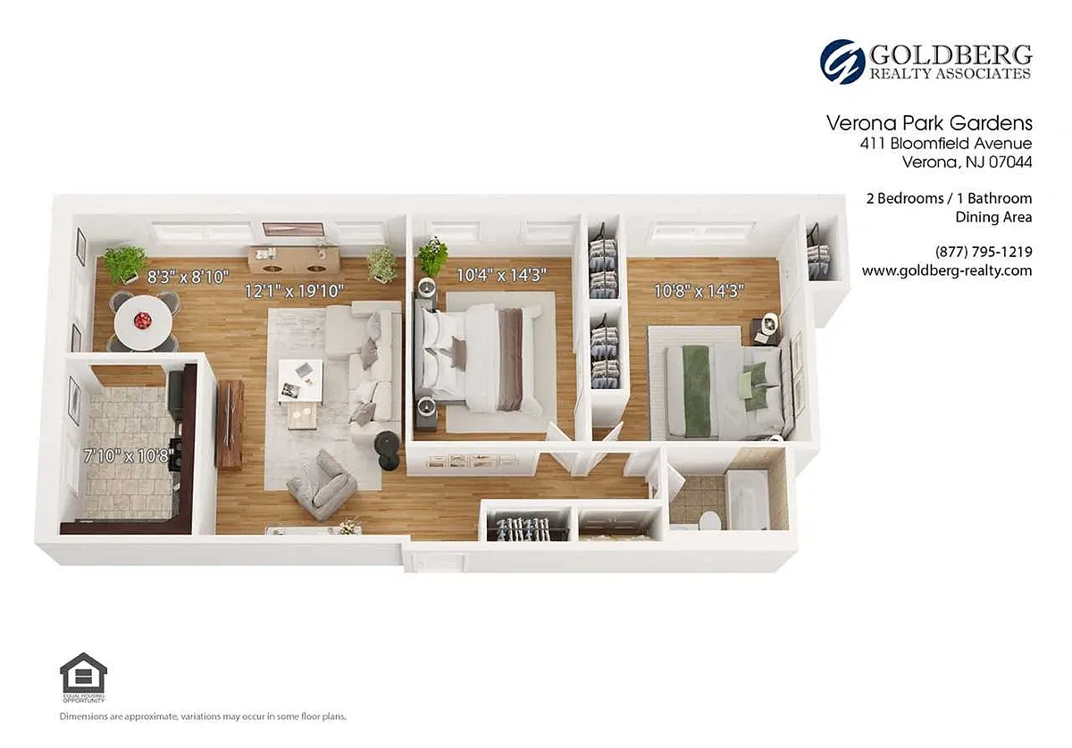Floor plan Two Bedroom 1 bath