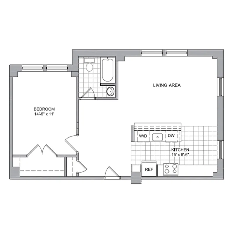 Floor plan 1 Bedroom - F