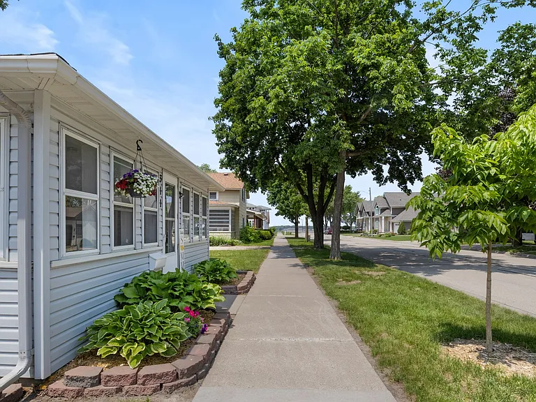 Front sidewalk with lake view