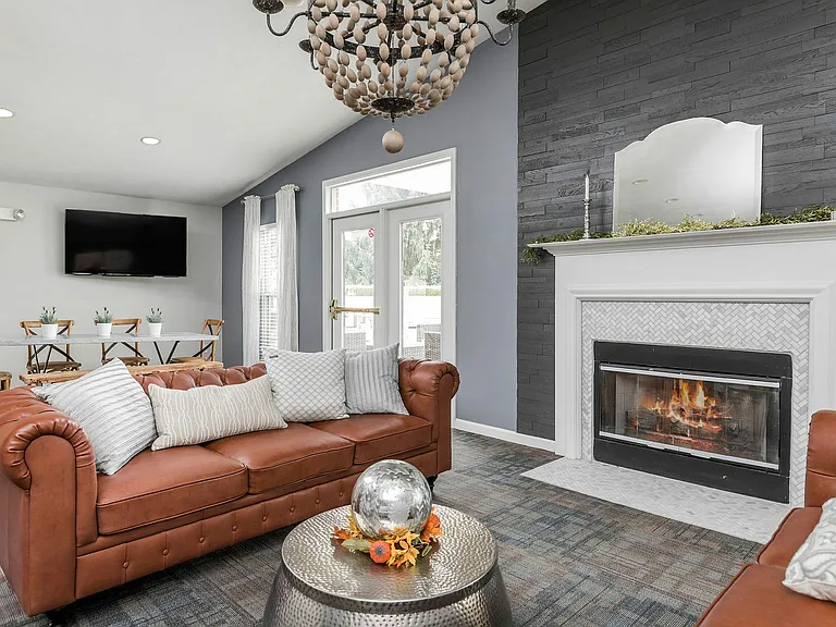 Kick back by the fireplace or catch the game_our cozy lounge was made for everyday living.