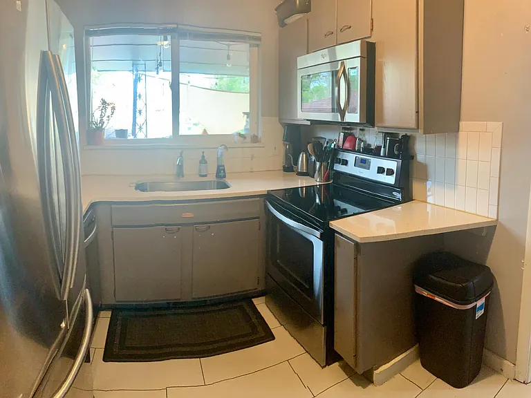 Kitchen with stainless steel appliances