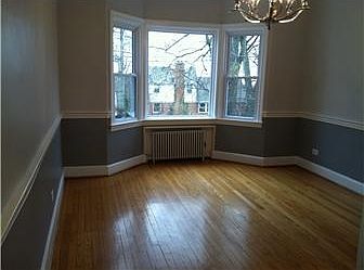 Formal dining with bay window view