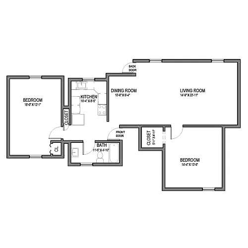 Floor plan 2 BR 1 Bath