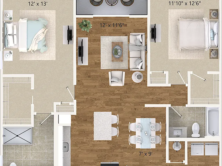2 BR 2 Bath 2 BR 2 Bath