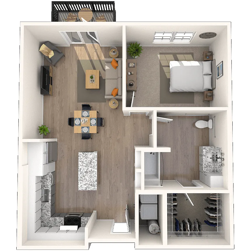 Floor plan Traditional 1x1 829-888 SF-FP