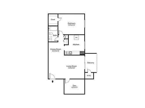 Floor plan One Bedroom Den