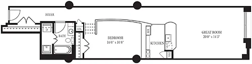 Floor plan CO-J One Bedroom, One Bathroom