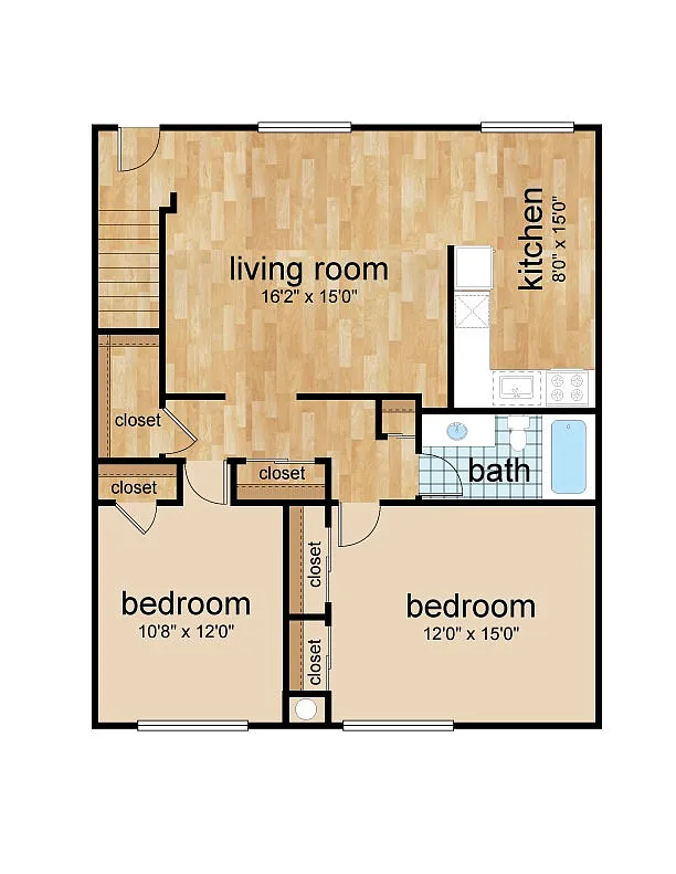 Floor plan 2 Bedroom Lower Floor