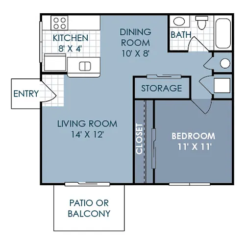 Floor plan 1 Bedroom 1 Bathroom