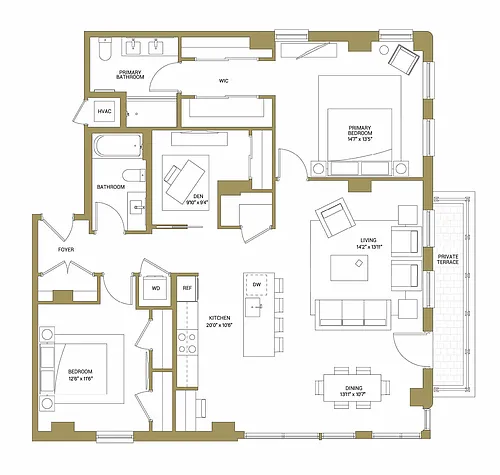 Floor plan B5B Den