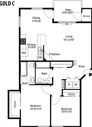 Gold C - 2/2 - 1,048 SF Gold C - 2/2 - 1,048 SF