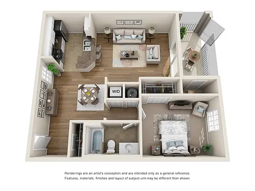 Floor plan A7_Key Largo - One Bedroom, One Bathroom