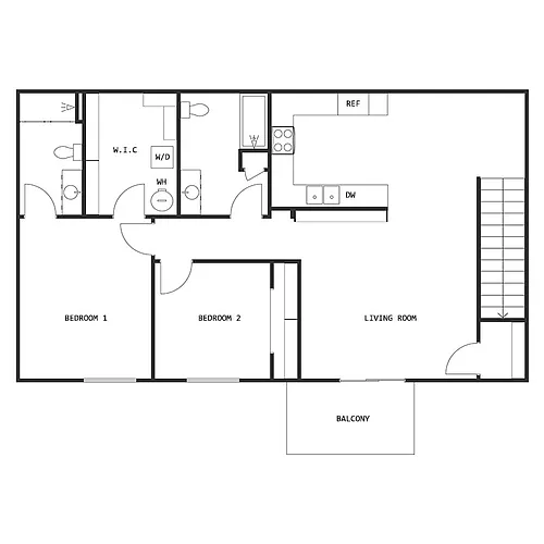 Floor plan 2 BED 2 BATH UPPER