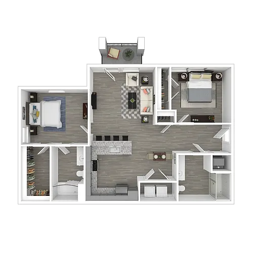 Floor plan Income-Restricted Two Bedroom (60% AMI)