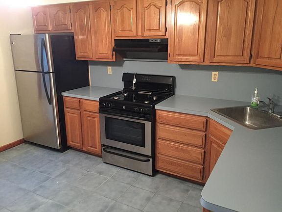 Stainless-steel appliances in kitchen