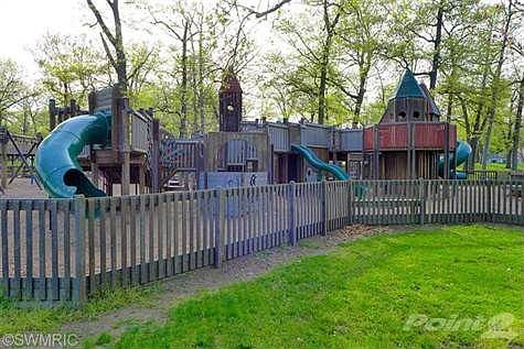 kids play area, park across street from home