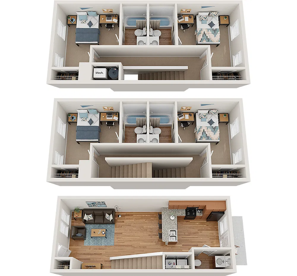 Floor plan 4x4.5 Townhome - Classic