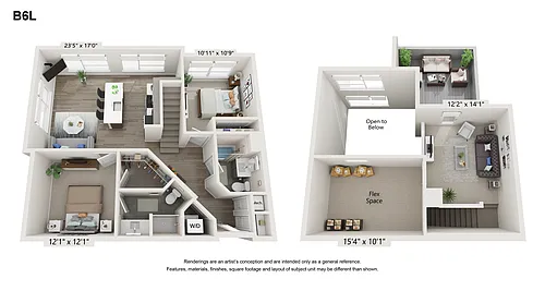 Floor plan 2 Bedroom + Loft - B6