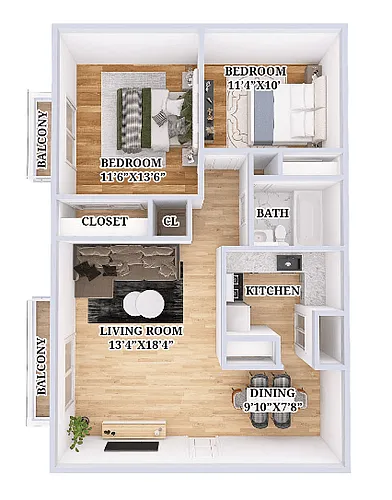 Floor plan Renovated 2 Bed 1 Bath Flat