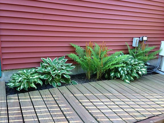 Back yard walkway at garage