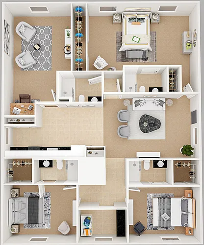 Floor plan 3 Bedroom 4 Bath w/ Den