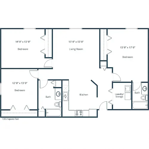 Floor plan Three Bedroom 32A