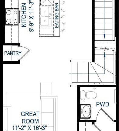 Blackline drawing of the Elm duplex model by Brookfield Residential