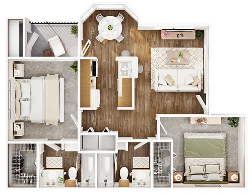 Floor plan B1 - 2bed/2bath