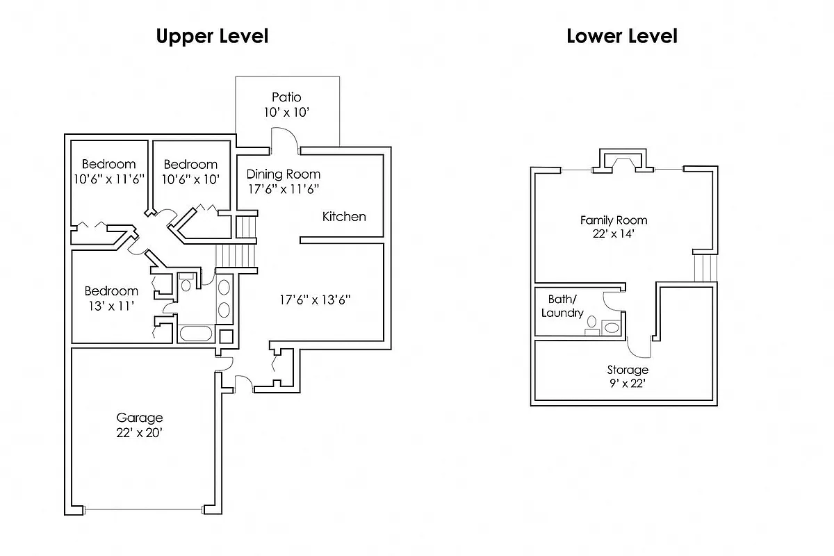 Floor plan 3 Bedroom 1.5 Bath Twinhome