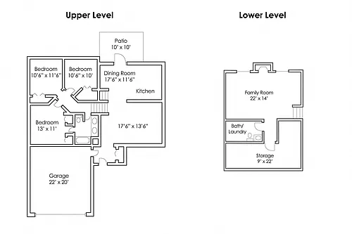 Floor plan 3 Bedroom 1.5 Bath Twinhome