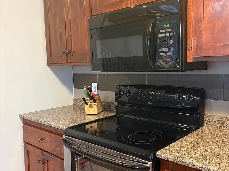 Custom cabinets with granite counters.