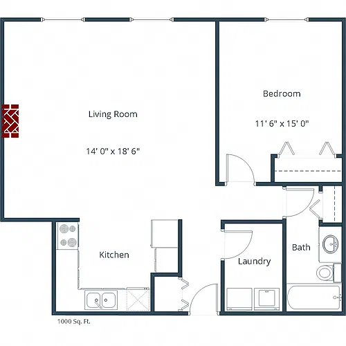 Floor plan One Bedroom 11A