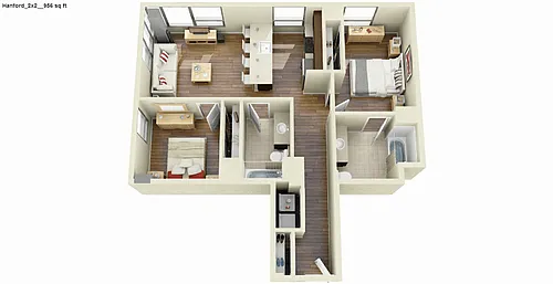 Floor plan 2Bed 2 Bath Renovated