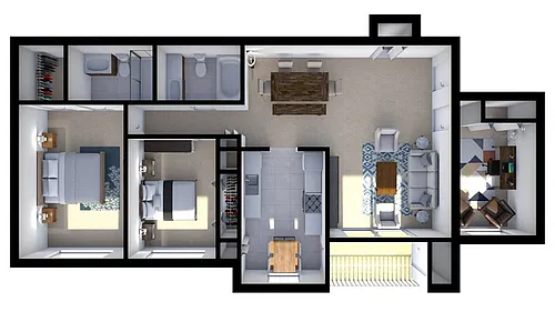 Floor plan Dulaney Springs Two Bedroom with Den
