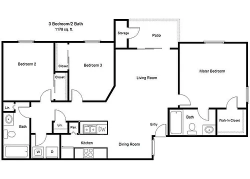 Floor plan Three Bedroom