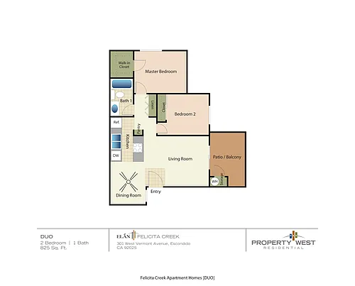 Floor plan 1 Bedroom 1 Bath - 21A