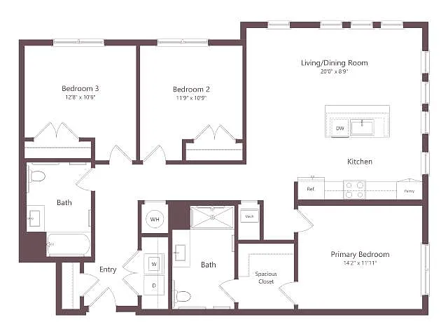Floor plan C1G | 3 Bed | 2 Bath