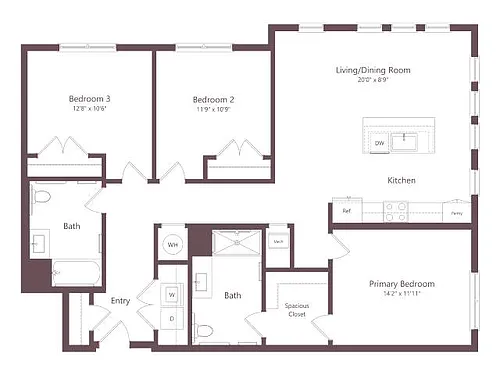 Floor plan C1G | 3 Bed | 2 Bath