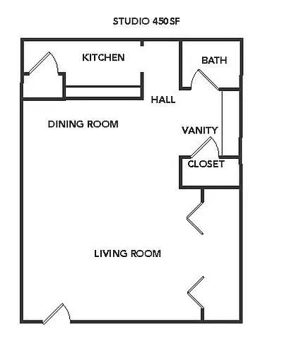 Floor plan S5 - 0 Bedroom 1 Bathroom