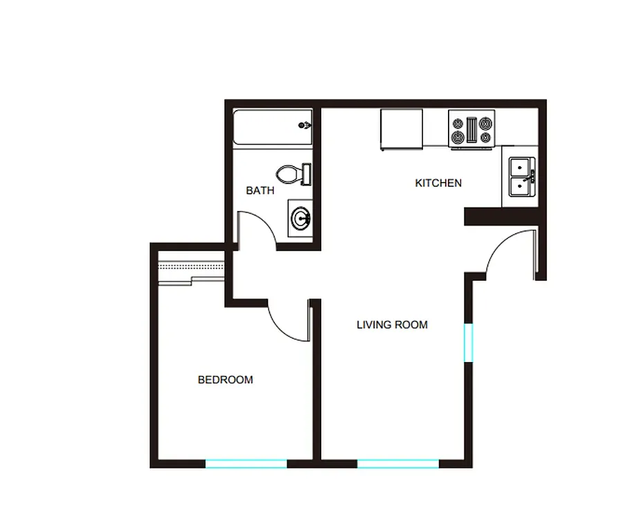 Floor plan 1 Bedroom 1 Bath