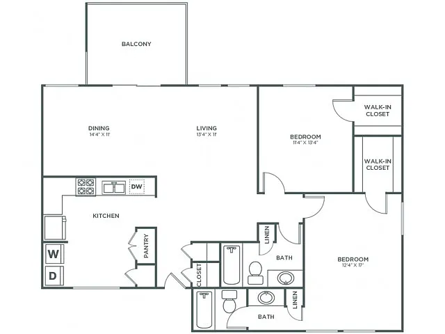 Floor plan Oak (1253 SF)